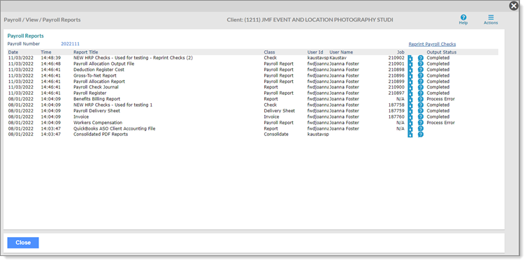Payroll reports